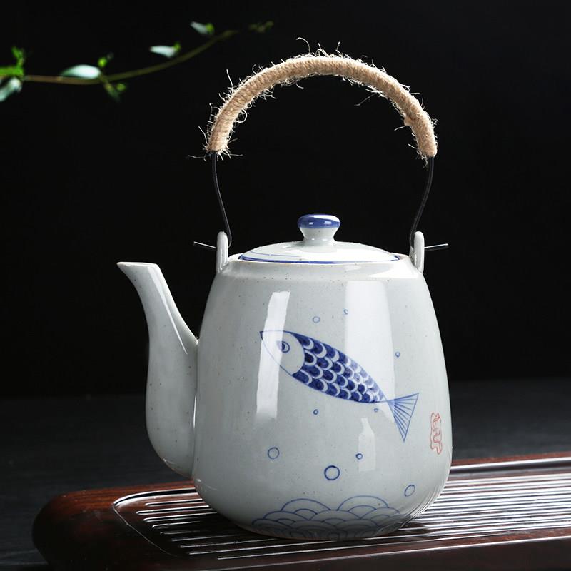 陶瓷1500毫升大茶壶手绘提梁壶家用耐高温茶具饭厅开水壶泡茶壶