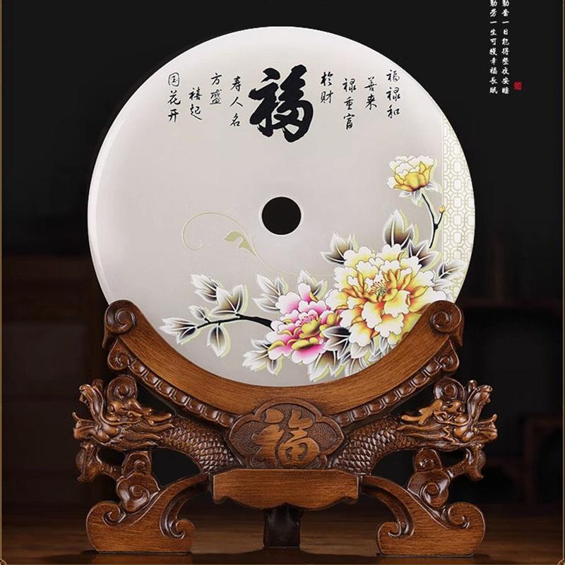 弗朗德装饰品摆件平安扣天然玉石摆饰乔迁新居实用玄关客厅摆件