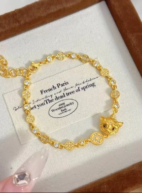 韦雪同款沙金貔貅手链