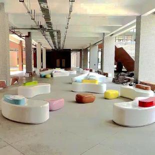 创意玻璃钢座椅商场休息椅子弧形沙发坐凳户外等候休闲椅定制坐凳