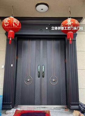 豪华别墅大门防爆铸铝门双开四开入户防盗门彷铜门锌合金彷铸铝门