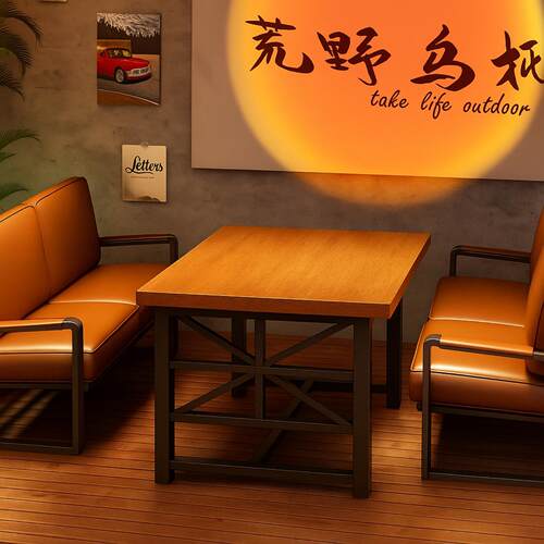 方桌小餐桌餐饮商用正方形四方桌子工业风铁艺烧烤奶茶店桌椅组合