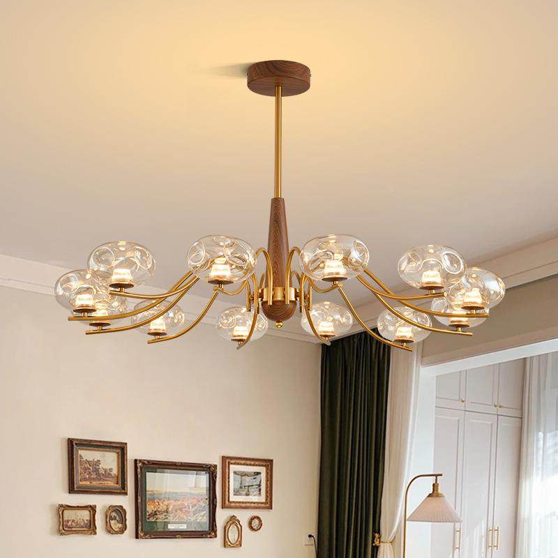 极简909大护客眼厅吊复灯新款法式中古枝形吊灯古餐厅魔气豆玻璃,家装灯饰光源,智能吊灯,淘宝优惠券,粉丝福利购,淘宝优惠卷