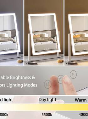 可调调节热销跨境摸屏3色可光RDILE面D桌化妆镜镜子触带灯