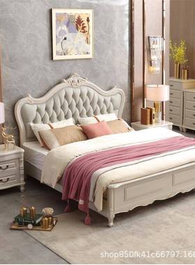 式床轻奢大床1.美8米双人实木床欧现代公卧室式婚床JOQ高箱储物主