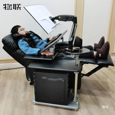 床台式机太空电边竞桌床边桌机VNH械臂桌桌升降桌懒人座舱悬舱浮