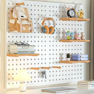 洞板墙上置物洞实架定木质书桌面展示架墙壁挂板墙面隔板收纳9825