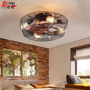 式复古客厅卧铁艺吸顶无品牌/风扇灯室逊亚马你跨境创意乡村工美