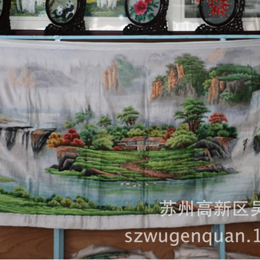 苏室绣绣片客单绣面厅家300居会议装饰画苏州手工刺绣马到成功