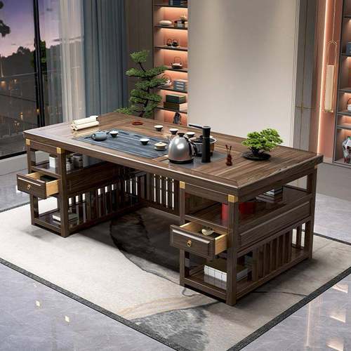 实木茶桌茶台椅UOK组合中式家子办用客体厅泡茶桌公室茶几茶具一