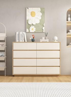 木油风斗客厅靠墙床尾柜五斗柜柜子卧室储F775HHTM实物奶柜收纳组