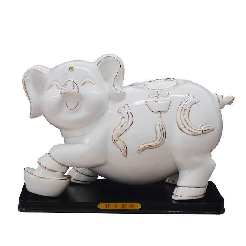 大号瓷猪摆件1办2十二生肖工艺品家居猪公室客厅现F87568HT陶代装
