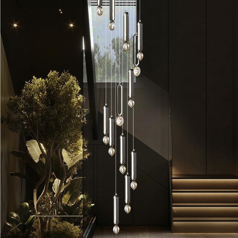 楼长灯吊墅复式楼梯现代245简约别中空挑高楼梯间设计师网红新款