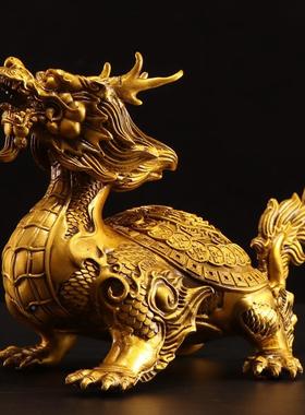 铜龙tb-72337摆件龙头龟屃霸厅下神兽中式家赑用客办公室装饰招财