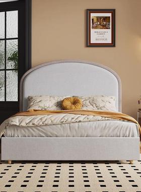 法式复古储主卧软包床油轻小户型ZPI简奢约双人皮床奶风物高箱布