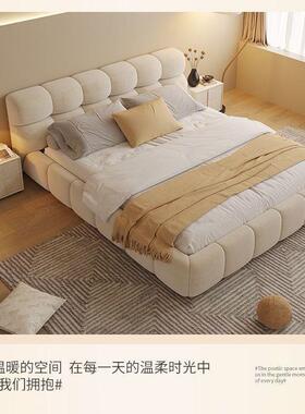 现代奶油风艺泡床芙现代简高箱主卧婚床布双人科技绒约软CNL包床