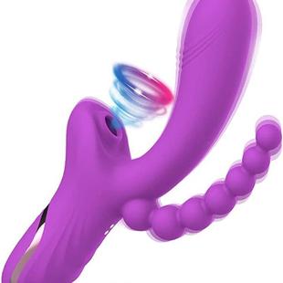 3 In1 Dildo Rabbit Vibrator Clitoris Anal Sex Toys for Women