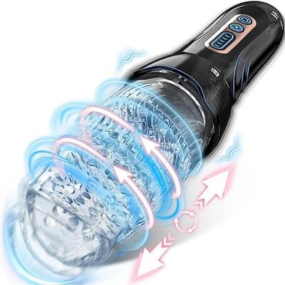 Rotating Vibrating Masturbator for Men Real Oral Glans Train