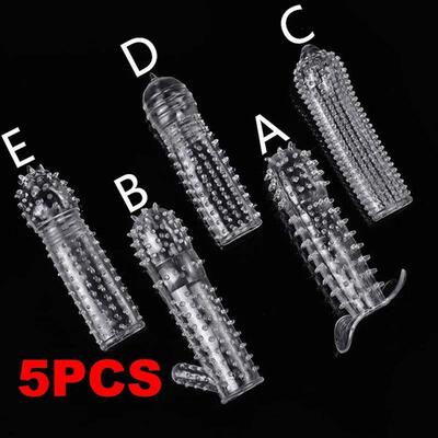 5Pcs Reusable Condoms Male Penis Extension Sleeves Sperm Loc