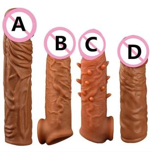 4 Size Realistic Condoms For Men Reusable Penis Sleeve For M