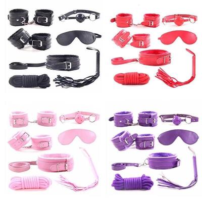 7pcs/set Sex toy for Women PU Leather SM Bondage Handcuffs A