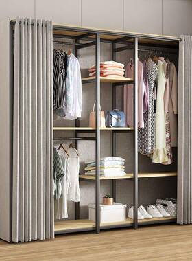 约衣落家用卧室地柜简易布衣HiN6aAWk帽架出简租房结实耐用钢架收