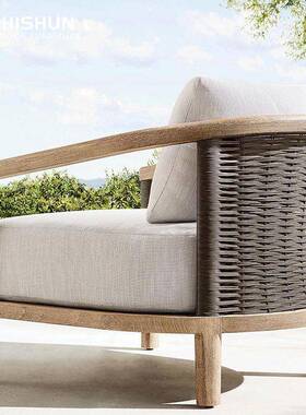 户外沙发家实木组合椅柚木餐椅桌庭院藤阳台别墅酒店KKQ民宿花园