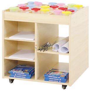 幼儿木制美柜工园具颜料作无品牌/品收术纳储物柜儿柜童美工美劳