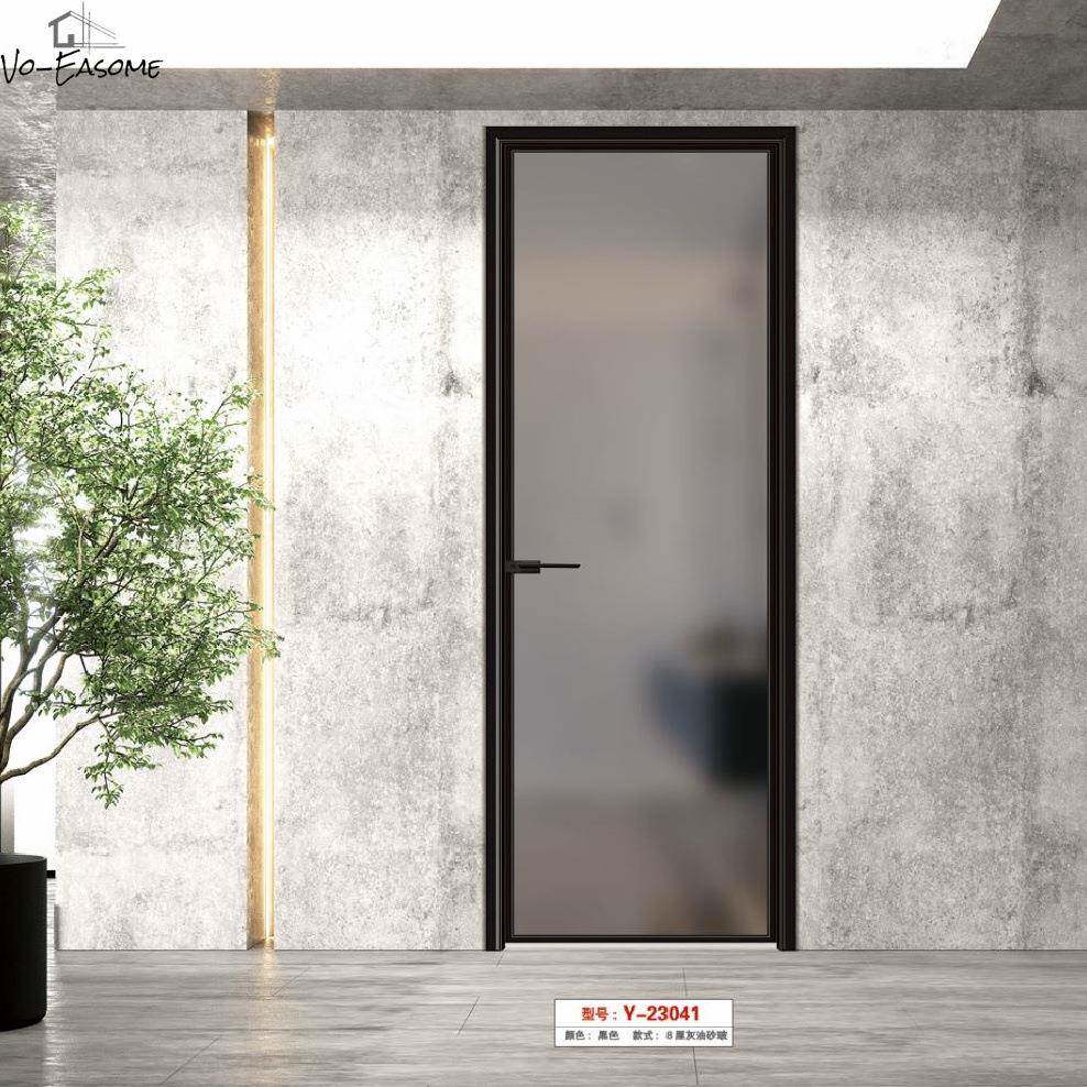 极铝合金窄平门洗手民间卫生间阳台厨790房门茶灰油砂玻璃门宿酒