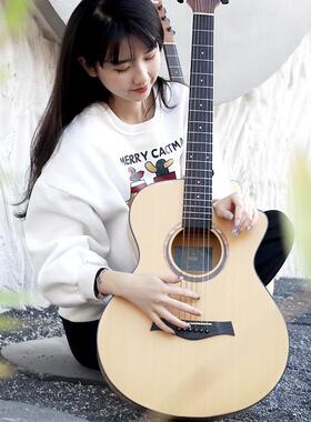 DN-13041寸民谣吉他guita云杉南阳木五段人EQ电他箱吉成初学r吉他