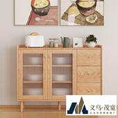 全实木餐边柜小户餐型0橱0柜超薄3cm4cm储物橡胶木边柜HPP实木餐