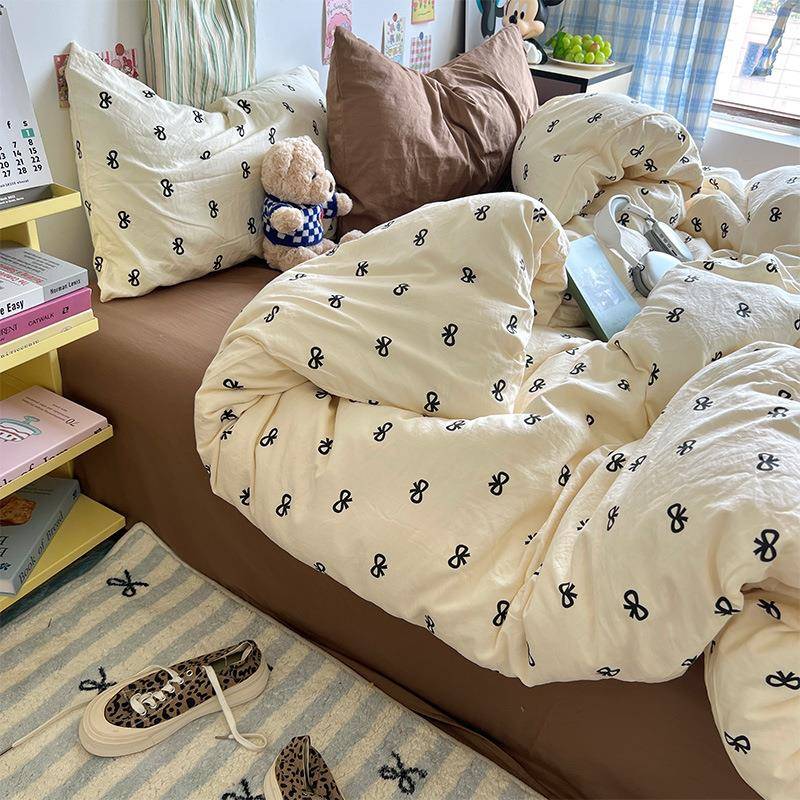 新款A类件四件套水VLI洗棉被床套三床单学生宿舍套上用品厂家