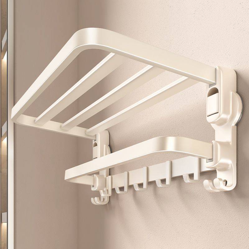 9sa天地鱼奶白吸盘毛巾架卫生间浴巾架子浴室置物架厕所收纳挂钩