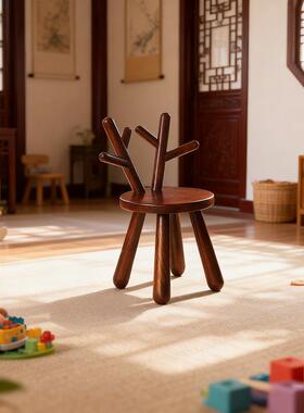 儿童靠椅全小实木31583新中式幼儿园宝宝板凳家用小孩写字小凳背