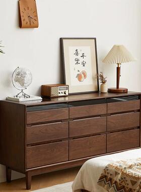 全实木九HMF斗北进口黑胡桃美木家用卧室柜客厅靠储物收墙纳柜床
