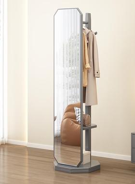 5V实木穿衣衣镜全身旋家用帽ICF架落地镜卧室试衣镜可转衣挂架立
