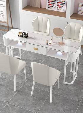 网美甲桌椅套装白色简TVF约经济奢型美甲店桌子日式轻单甲双人美