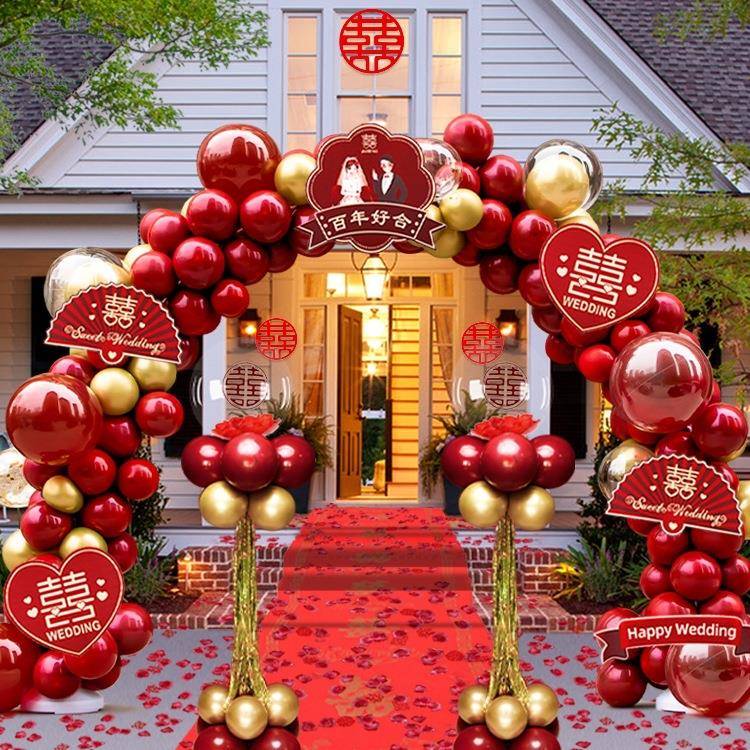 气球拱结婚支架装饰门婚庆场景置布门F96579SH口红气球室外路引网