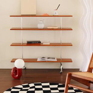 中古不锈层架古置物架三层钢墙边架陈杂列志架落URQ地书架复带轮