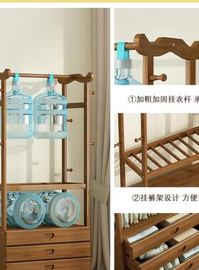 易衣帽架舍落地实木挂衣10074876架室家用宿多层置衣架挂包卧收简