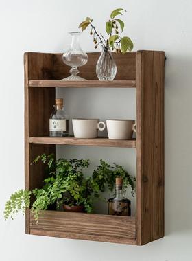 4I家家居日式实木上墙复壁344柜客厅置绿植装饰物柜古挂式隔层润