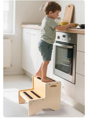木质儿脚凳木制凳幼儿园凳子童洗脚手台阶踩垫CRL凳宝宝洗漱凳梯