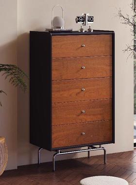 法式复古实木五斗柜简约用客VEC家厅樱桃木现收纳储代物柜中古餐