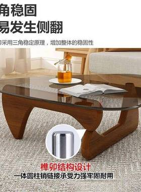 钢化玻璃茶几小户型客厅家用茶实木VLO现极简口代简约野勇创意圆