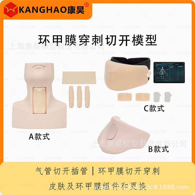 高极环甲膜穿刺及气管切开插管训练模型穿戴式便携式