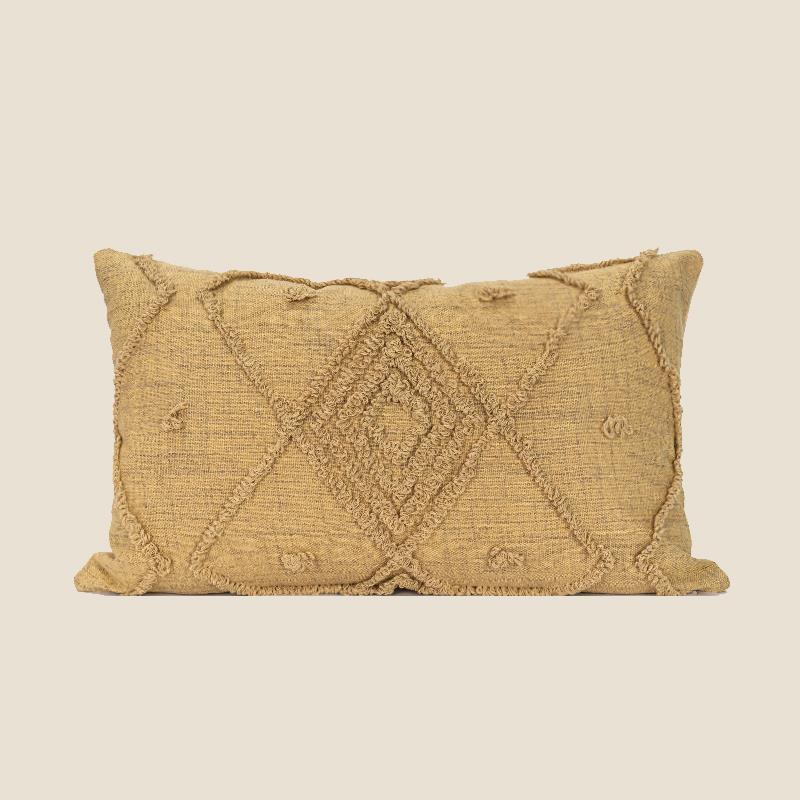 XEI3EWC新宸优品古怀N旧几何毛巾绣BOW黄花抱枕复套姜色客厅沙发