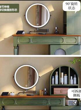 伸实木梳妆台5主卧202新款法式复古梳妆台风绿色缩梳妆CCH台斗柜