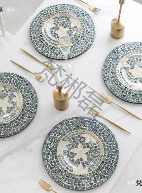 轻奢餐装感美式西餐圆形垫防烫创LVF家用盘个性意家居饰摆件