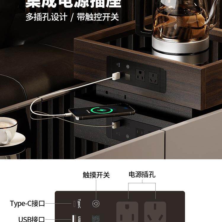 沙发边几可移边柜侧HJA茶边茶台现代感烧水壶一体小动茶几带水柜