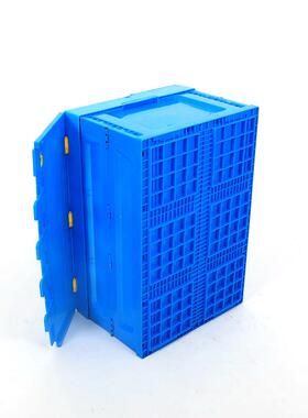 蓝色塑料折转叠箱APH有盖可折叠纳收箱农箱园蔬菜水果周600*400*3
